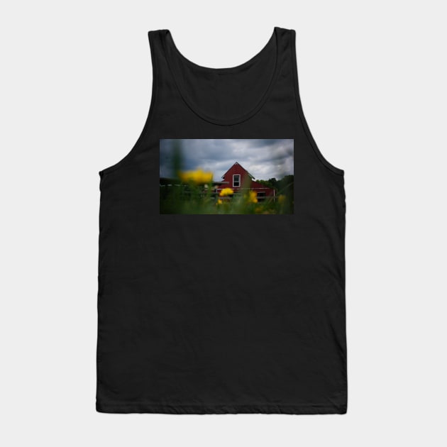 Red Barn Beyond Yellow Flowers Tank Top by 1Redbublppasswo